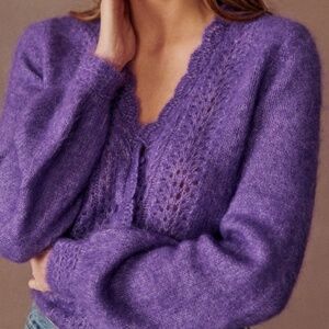 Sezane Angelie Cardigan  - Purple - Small